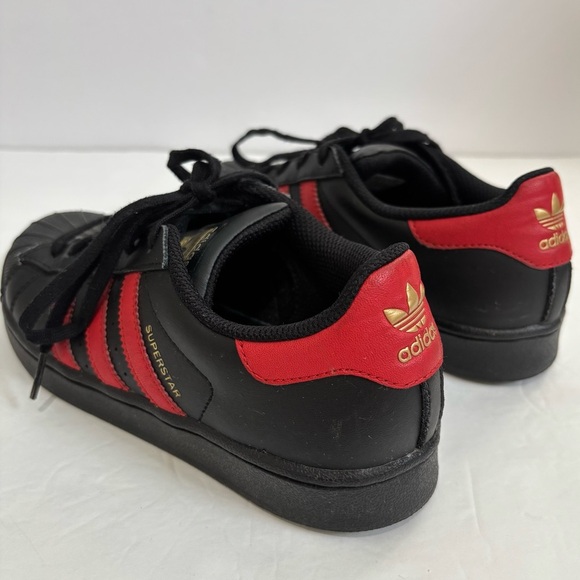 Adidas Superstar II Shoes Kids Black Red Stripe Classic Lace Up Casual Sneakers - Picture 9 of 12